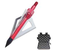 SHARROW 12pcs Pointe de Flèche 100Grains Têtes de Flèche à Lame Fixe avec Broadheads Box pour Flèches d'arbalète et de Carbone (Rouge)