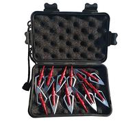 SHARROW 12pcs Pointe de Flèche 2 Lames 100Grains Têtes de Flèche à Lame avec Broadheads Box pour Flèches d'arbalète et de Carbone (Rouge)