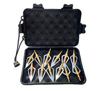 SHARROW 12pcs Pointe de Flèche 2 Lames 100Grains Têtes de Flèche à Lame avec Broadheads Box pour Flèches d'arbalète et de Carbone (Jaune)