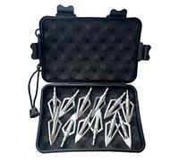 SHARROW 12pcs Pointe de Flèche 2 Lames 100Grains Têtes de Flèche à Lame avec Broadheads Box pour Flèches d'arbalète et de Carbone (Argent)