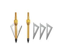 SHARROW 12pcs Tir à l'arc Chasse Pointe de Flèche têtes de flèche Arrow 3 Lames Broadheads Arrow Heads Tips 100 Grains Pointes à Visser pour arbalète et Arc à poulies (Jaune)