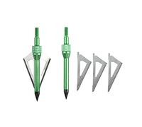SHARROW 12pcs Tir à l'arc Chasse Pointe de Flèche têtes de flèche Arrow 3 Lames Broadheads Arrow Heads Tips 100 Grains Pointes à Visser pour arbalète et Arc à poulies (Vert)