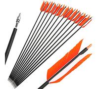 SHARROW 12pcs Tir à l'arc Flèches de Carbone Flèches Flu Flu 30 Pouces Grippe-Grippe Flèches Spine 500 pour Chasse au Petit Gibier (Orange)