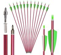 SHARROW 32'' Flèche de Aluminium Spine 500 Flèches de Chasse avec Ressorts en Caoutchouc pour Pratique du Cible De Tir à l'arc pour Arc Recourbé Arc A Poulies Longbow Arc de Chasse (Rouge)