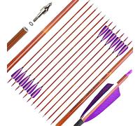 SHARROW 32" Flèche de Carbone Spine 500 Flèche Carbone Flèche Arc Flèches de Chasse avec 4" Plumes Naturelles Flèche pour Cible Tir à l'arc Arc Classique Arc A Poulies Longbow (Flèches, 12P)