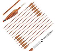 SHARROW 32" Flèche de Carbone Spine 500 Flèche Carbone Flèche Arc Flèches de Chasse avec 4" Plumes Naturelles Flèche pour Cible Tir à l'arc Arc Classique Arc A Poulies Longbow (Marron, 6P)