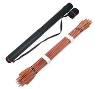 SHARROW 32" Flèche de Carbone Spine 500 Flèche Carbone Flèche Arc Flèches de Chasse avec 4" Plumes Naturelles Flèche pour Cible Tir à l'arc Arc Classique Arc A Poulies Longbow (Carquois+Marron, 6P)