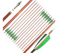 SHARROW 32" Flèche de Carbone Spine 500 Flèche Carbone Flèche Arc Flèches de Chasse avec 4" Plumes Naturelles Flèche pour Cible Tir à l'arc Arc Classique Arc A Poulies Longbow (Vert, 6P)