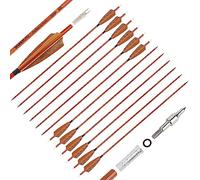 SHARROW 32" Flèche de Carbone Spine 500 Flèche Carbone Flèche Arc Flèches de Chasse avec 4" Plumes Naturelles Flèche pour Cible Tir à l'arc Arc Classique Arc A Poulies Longbow (Marron, 12P)