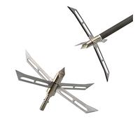 SHARROW 6/12pcs Pointe de Flèche à 4 Lames Broadheads 186 Grains Acier Inoxydable Chasse Têtes de Flèches pour Flèches de Carbone d'arbalète (6)