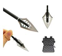 SHARROW 6pcs Pointe de Flèche Têtes de Flèche à Lame Fixe 144 160 Grains avec Broadheads Box pour Flèches d'arbalète et de Carbone (Type 1)