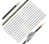 SHARROW Flèches de Tir à l'arc en Carbone 31" Flèches de Compétition en Plumes Spiralées Spine 700-1000 ID 4.2 mm pour Arc Recourbé, Arc à Poulies