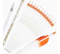SHARROW Flèches de Tir à l'arc en Carbone 32 Pouces Flèches de Chasse Fletching 5 Pouces Plumes Naturelle Spine 400-800 pour Arc à Poulies Arc Recourbé