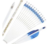 SHARROW Flèches de Tir à l'arc en Carbone 32 Pouces Flèches de Chasse Fletching 5 Pouces Plumes Naturelle Spine 400-800 pour Arc à Poulies Arc Recourbé