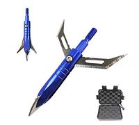 SHARROW Pointe de Flèche de Tir à l'arc 100 Grains Têtes de Flèche à 2 Lames Extensibles avec Broadheads Box pour Flèches d'arbalète et de Carbone (Bleu, 12pcs)