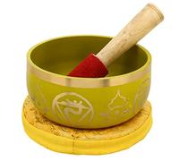 Sharvgun Bol chantant bouddhiste jaune - accordé au chakra du 3ème chakra du plexus solaire - Laiton de qualité supérieure - 12,7 cm - Idéal pour la méditation, l'Ayurveda et le yoga