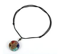 Sharvgun Collier 7 chakras en pierre naturelle avec pierre naturelle et gravier doré pour guérison Reiki orgonite avec pendentif énergie époxy