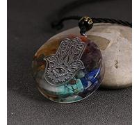Sharvgun Collier en argent avec 7 chakras en pierre naturelle et gravier en argent pour guérison Reiki orgonite avec pendentif énergie époxy