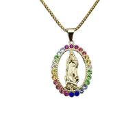 Sharvgun Collier Hip Hop Iced Out Big Vierge Marie avec pendentif doré en acier inoxydable pour femme Bijoux chrétiens Madonna XL1161