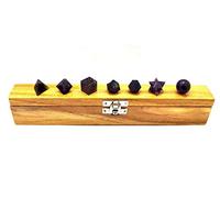Sharvgun Ensemble de 7 cristaux de géométrie sacrée en améthyste Platonic Solids avec boîte en bois
