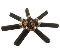 Sharvgun Générateur d'énergie de charge de guérison de shungite, cônes symboliques de Shungite Feng Shui plaqués argent à 7 points pour la méditation, équilibrant les cristaux de Reiki