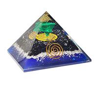 Sharvgun Générateur d'orgon Orgonite Guérison Pyramide Crsytale Protection Emf Tourmaline Noire avec Malachite Merkaba Pyramide pour Méditation 6,3-7,6 cm