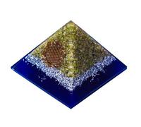 Sharvgun Générateur d'orgonite de guérison pyramide crsytale Protection contre les ondes électromagnétiques Pyramide péridot avec fleur de vie Pyramide pour la méditation 6,3 à 7,6 cm