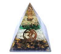 Sharvgun Générateur ITE Healing Pyramide Nubienne Crsytal Protection Emf Malachite Sélénite Œil de tigre Om Chakra Pyramide pour méditation 8,9-9,7 cm