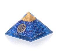 Sharvgun Générateur ITE Pyramide Crsytale Protection Emf Onyx Bleu avec Fleur de Vie Pyramide pour Méditation 6,3-7,6 cm