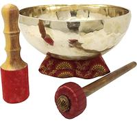 Sharvgun Grand bol chantant tibétain martelé à la main de 25,4 cm ~ Idéal pour la méditation, le yoga, le bain sonore, la pleine conscience, la relaxation ~ coussin, maillet en bois et baguette inclus