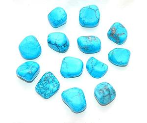 Sharvgun Howlite - Pierre roulée bleu turquoise polie pour lithothérapie - Pierres et cristaux naturels - Collection de minéraux - 200 g / lot