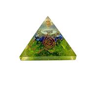 Sharvgun Lapis Lazuli Péridot vert Protection et méditation Pyramide Générateur d'énergie Orgonite pour guérison et yoga 6,3 à 7,6 cm