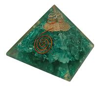 Sharvgun Orgonite Pyramide Apatite (Aigue-Marine) Pierre Précieuse négative 65-70 MM, Etra Grande Pyramide avec 4 Cristal