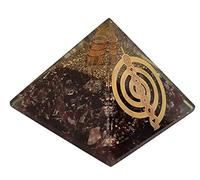 Sharvgun Pyramide d'orgonite rouge grenat - Symbole des sept chakras - 65-75 mm - Extra large - Générateur de cristaux de guérison, yoga, méditation