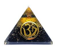 Sharvgun Pyramide en cristal de tourmaline noire Protection électromagnétique Générateur d'énergie Symbole Om Chakra | Rayonnement électromagnétique | 6,3 à 7,6 cm