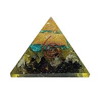 Sharvgun Pyramide en cristal d'orgonite extra large en tourmaline, labradorite et apatite 65-75 mm