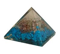Sharvgun Pyramide orgonite bleue et sélénite en howlite bleue 65-75 mm équilibre énergétique orgonite pyramide orgonite pyramide reiki méditation guérison crystyal
