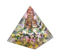 Sharvgun Pyramide sept chakras Figurine en pierre naturelle Orgonite Cristaux EMF Protection Outil de méditation Reiki Cadeau Home Office Deco