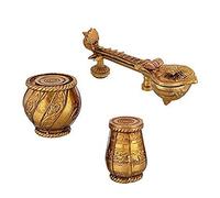 Sharvgun Sitar and Tabla Ensemble pour décoration vintage d'équipement de musicien indien de petite taille - Pièce d'exposition de table - Décoration de table - Décoration d'intérieur en métal