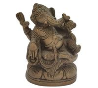 Sharvgun Statue de Ganesh en laiton - Mandir/ Tample - Dieu hindou bénédiction - Figurines idole prière/Poojan Dilwali/Navratri - Cadeau Hwight - 10,2 cm - Poids : 626 g