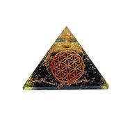 Sharvgun Tourmaline noire avec fleur de vie Protection contre les interférences électromagnétiques et méditation Pyramide Générateur d'énergie Orgonite pour guérison et yoga 6,3 à 7,6 cm