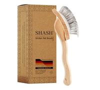 SHASH Brosse pour animaux de compagnie fabriquée à la main en Allemagne depuis 1869 avec broches métalliques incurvées et coussin en caoutchouc - Aide à démêler les nœuds, éliminer les frisottis