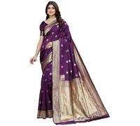 Shasmi Sari Banarasi en soie Kanjivaram pure pour femme - Design 2025 - Sari de fête avec chemisier pour mariage - PARI-219, bordeaux, 5.50 Mtr Saree With 0.80 Mtr Attached Blouse Pic