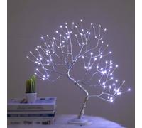 SHATCHI Arbre de 50 cm - 108 LED - Bouleau blanc froid - Fonctionne avec des piles - Bonsaï de table - Pour décorations de Noël