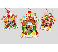 SHATCHI Arbre de Noël à Suspendre décoré avec Sucre d'orge Personnalisable, Cadre Photo, décoration Murale pour la Maison, Lot de 3 pièces, 11 x 7 cm