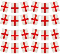 SHATCHI Banderole en plastique St Georges de 10 m - Décoration de rue - Football Rugby Cricket Day 2019 - Drapeau anglais - Blanc et rouge