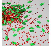 SHATCHI Confettis de Table Feuilles de Houx Vert et Rouge 14,1 g