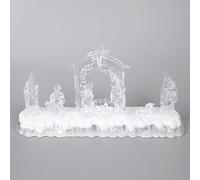 SHATCHI - Crèche de Noël pré-éclairée de 32 cm avec LED, scène de naissance musicale, sculpture acrylique, fonctionnant sur piles, lumières allumées, décorations de table pour la maison, design étoile