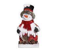 SHATCHI Figurine Bonhomme de Neige Rouge/Gris pour décoration de Table, fenêtre, Mur, Porte, Vacances, Maison, Noël, 52 cm/42 cm/32 cm, 32 cm