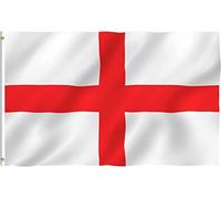 SHATCHI Grand drapeau de l'Angleterre 240 x 150 cm - Croix de St Georges - Rouge et blanc - Tissu en polyester - Œillets en laiton pour supporter la Coupe du monde de football et de rugby